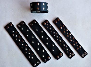 Men's veg tan leather and studded wrist cuffs (R120)