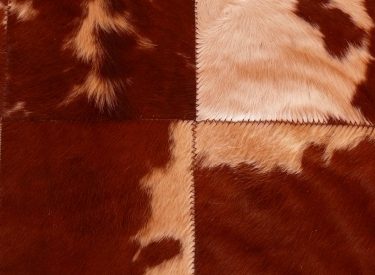 (b) Medium brown & white Nguni hide carpet close-up