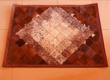 (a) Small brown & white Nguni hide quilt carpet (1.10x1.42) SOLD!